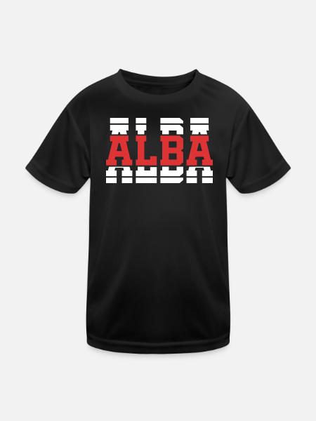 T-Shirt Alba T-Shirt Geschenkidee gestapelter Text - Kinder Funktions-T-Shirt - Schwarz - Vorne