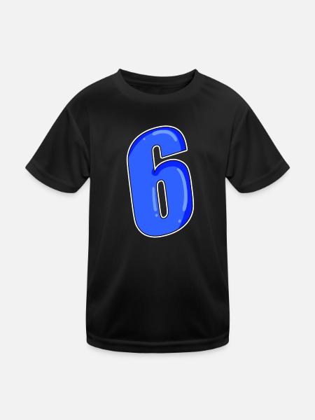 Number 6 Number - Kids Functional T-Shirt - black - Front