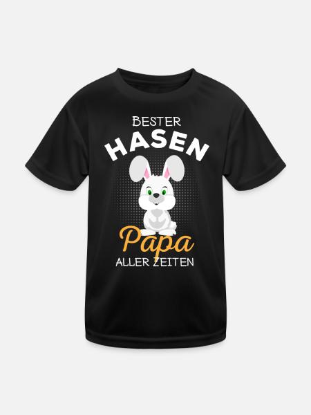Bester Hasenpapa Süßes Kaninchen Häschen Spruch - Kinder Funktions-T-Shirt - Schwarz - Vorne