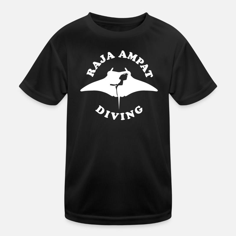 Tauchen mit Mantarochen in Raja Ampat - Kinder Funktions-T-Shirt - Schwarz