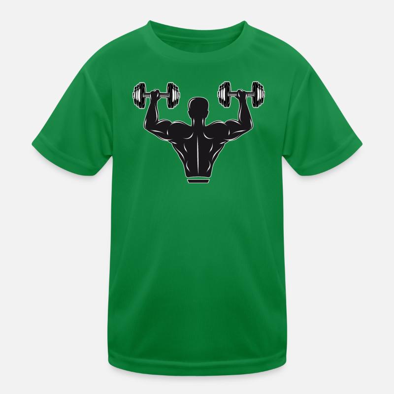 Gym Motiv schwarz weiß - Bodybuilder mit Gewichte Kinder Funktions-T-Shirt