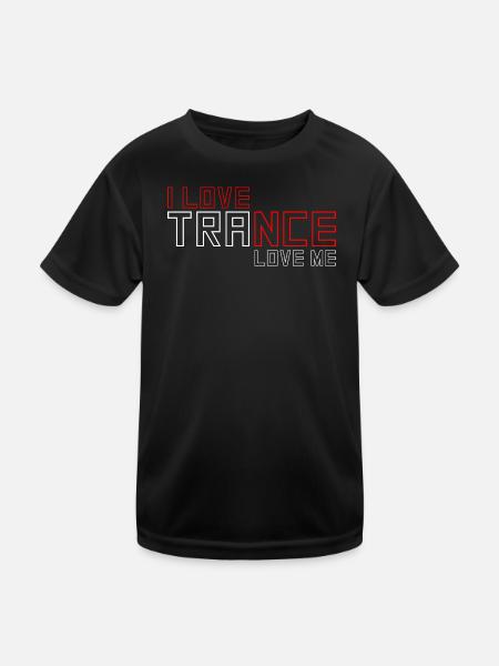I Love Trance - Kinder Funktions-T-Shirt - Schwarz - Vorne