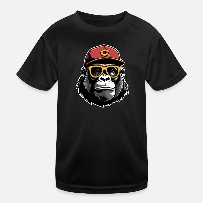 Schlauer Affe - Kinder Funktions-T-Shirt - Schwarz