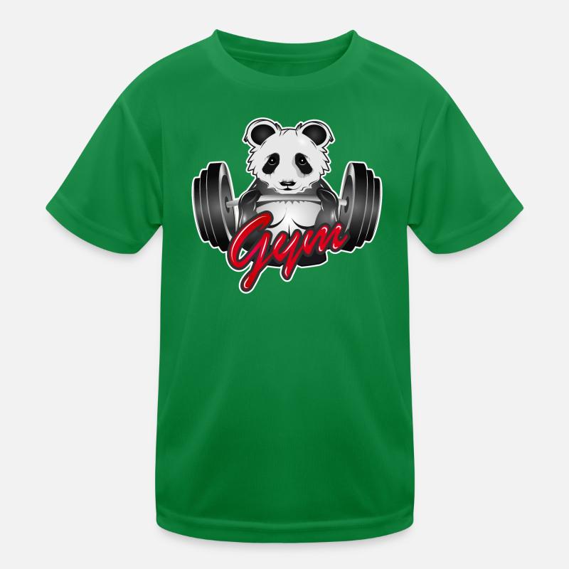 Ours panda bodybuilder avec haltère dans le gymnase T-shirt sport Enfant