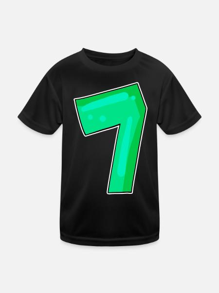 Number 7 Number Seven - Kids Functional T-Shirt - black - Front