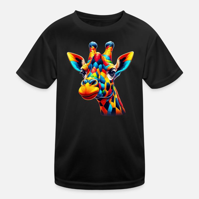 Giraffe colored and painted like Harlequin Kids Functional T-Shirt