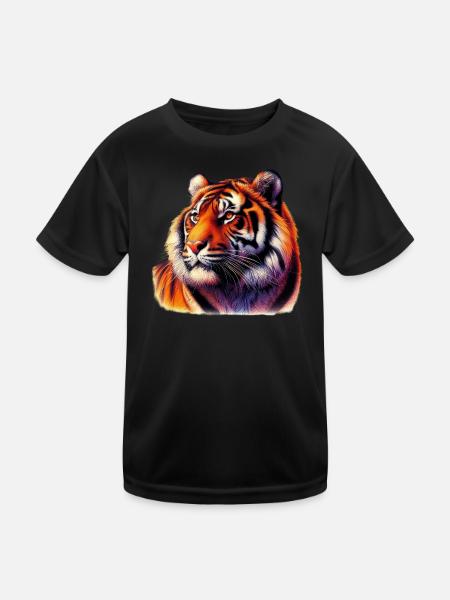 Tiger - Kinder Funktions-T-Shirt - Schwarz