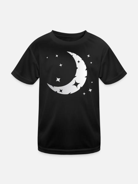 Mond und Sterne - Kinder Funktions-T-Shirt - Schwarz