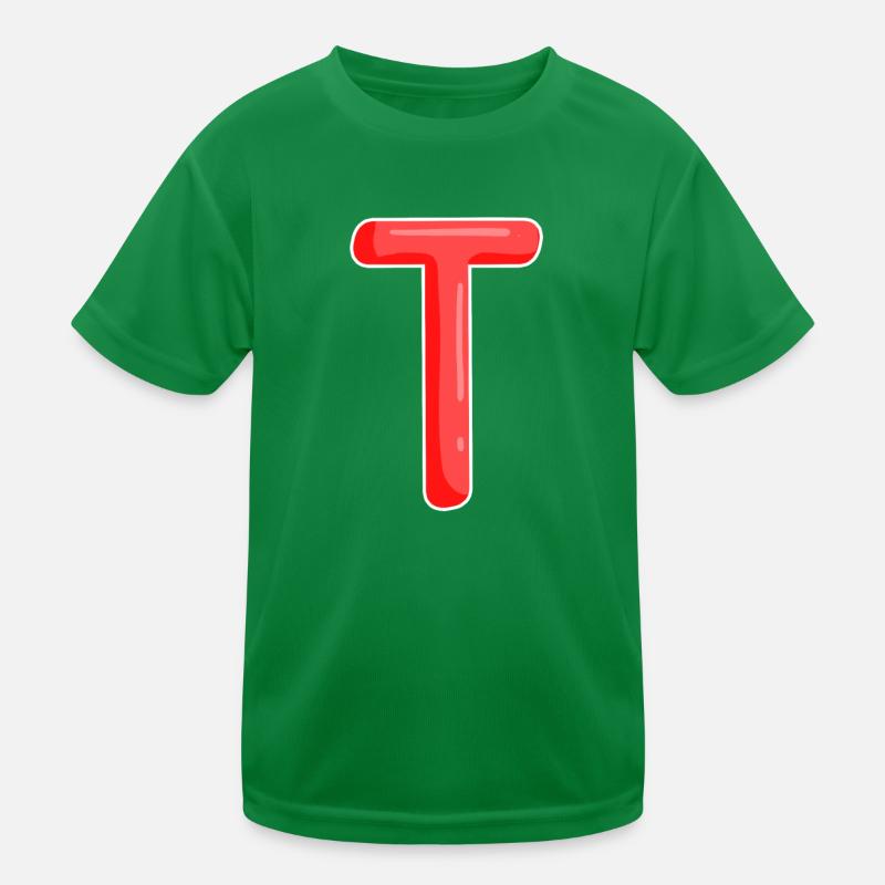 Buchstabe T Anfangsbuchstabe Kinder Funktions-T-Shirt