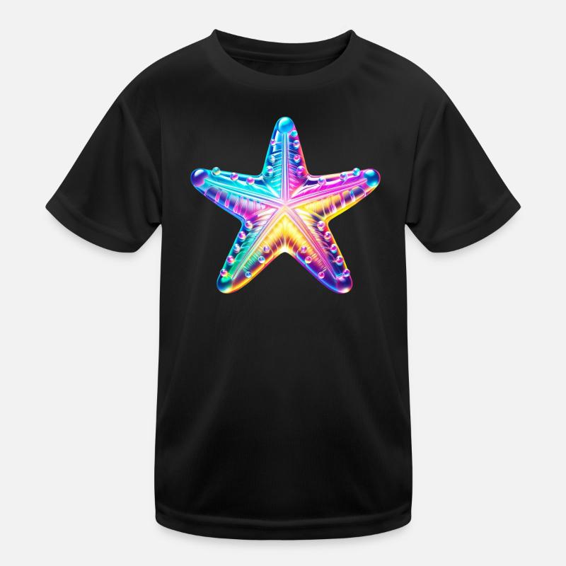 Seestern - Kinder Funktions-T-Shirt - Schwarz