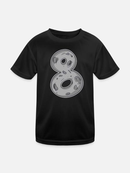 Zahl 8 Nummer Acht Mond Motiv - Kinder Funktions-T-Shirt - Schwarz