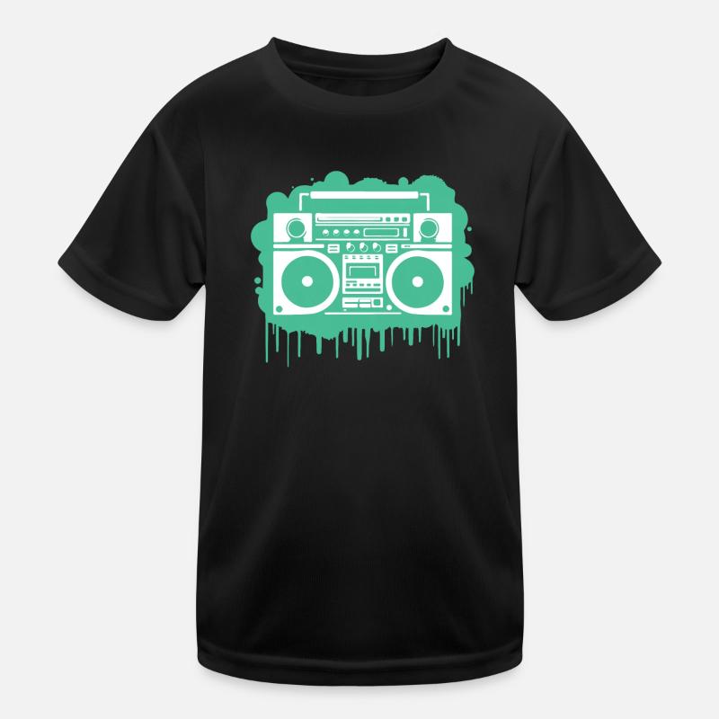 Cyan Ghettoblaster Kinder Funktions-T-Shirt