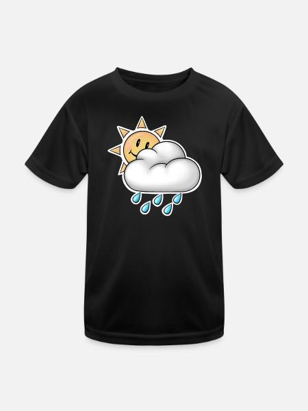 Cheerful Sun with Cloud Rain - Kids Functional T-Shirt - black - Front