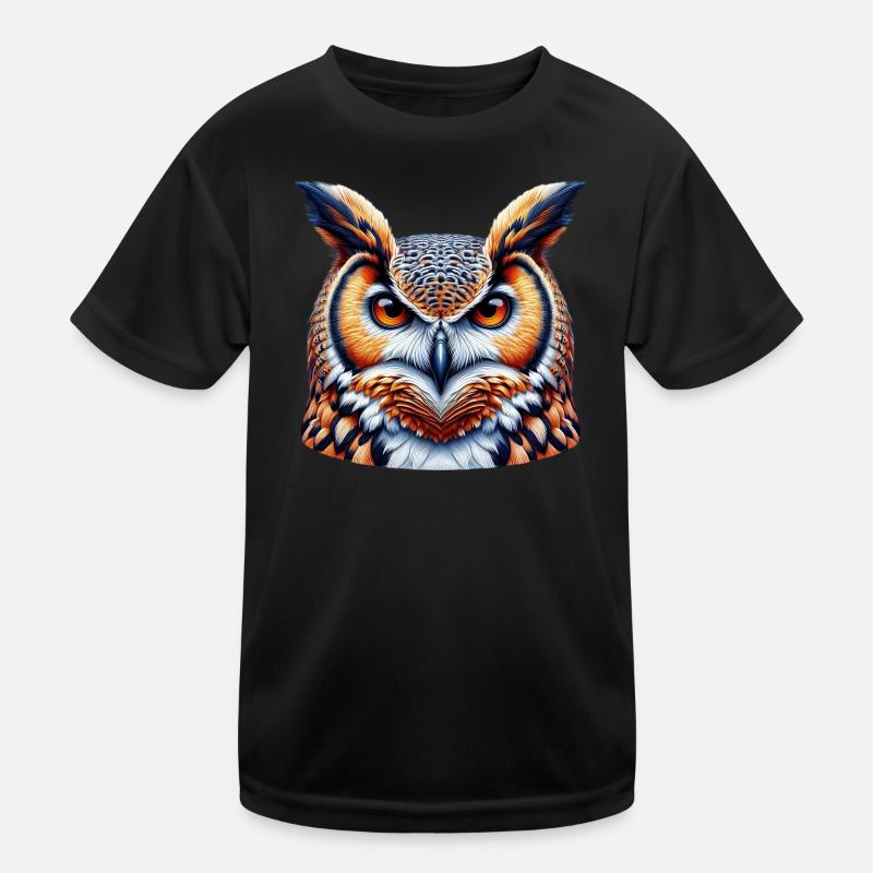 Eule - Kinder Funktions-T-Shirt - Schwarz