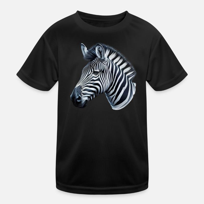 Zebra - Kinder Funktions-T-Shirt - Schwarz