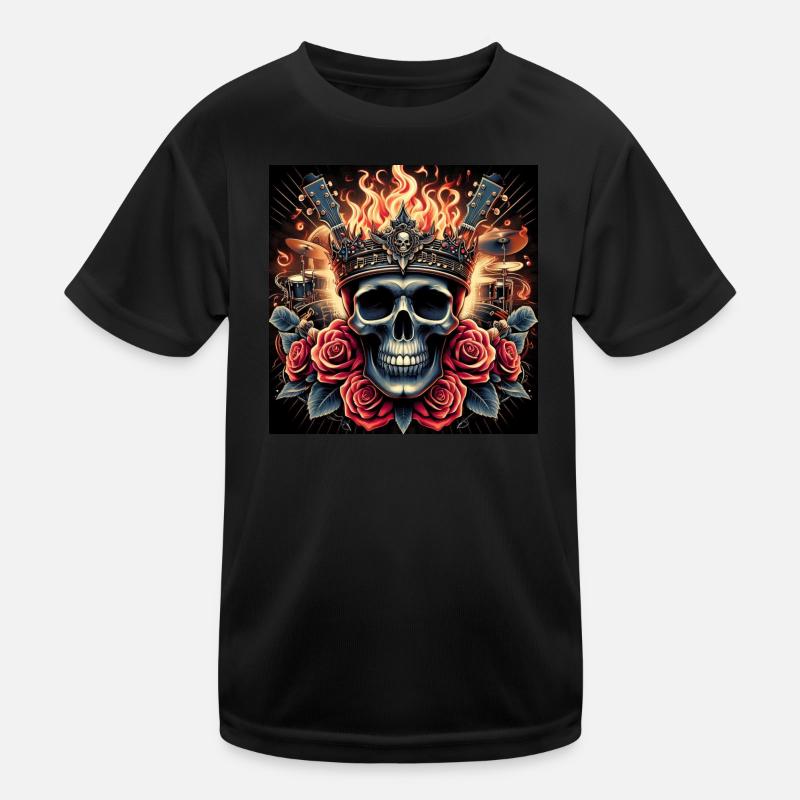 Burning Skull - Kids Functional T-Shirt - black