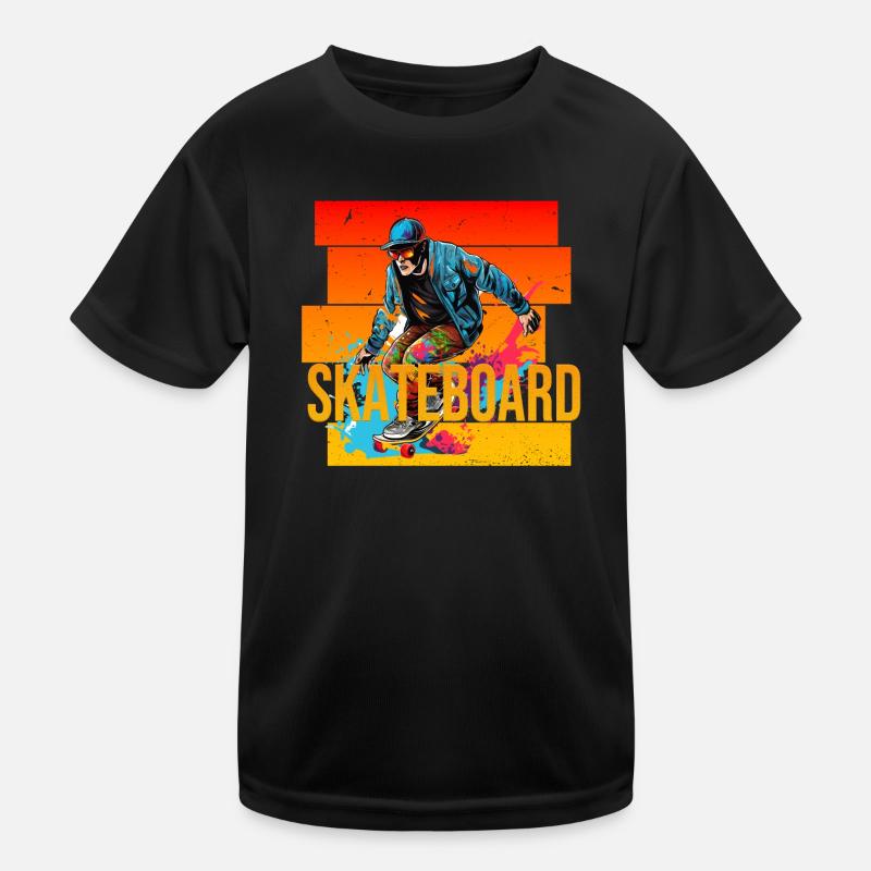 Skateboard Kinder Funktions-T-Shirt