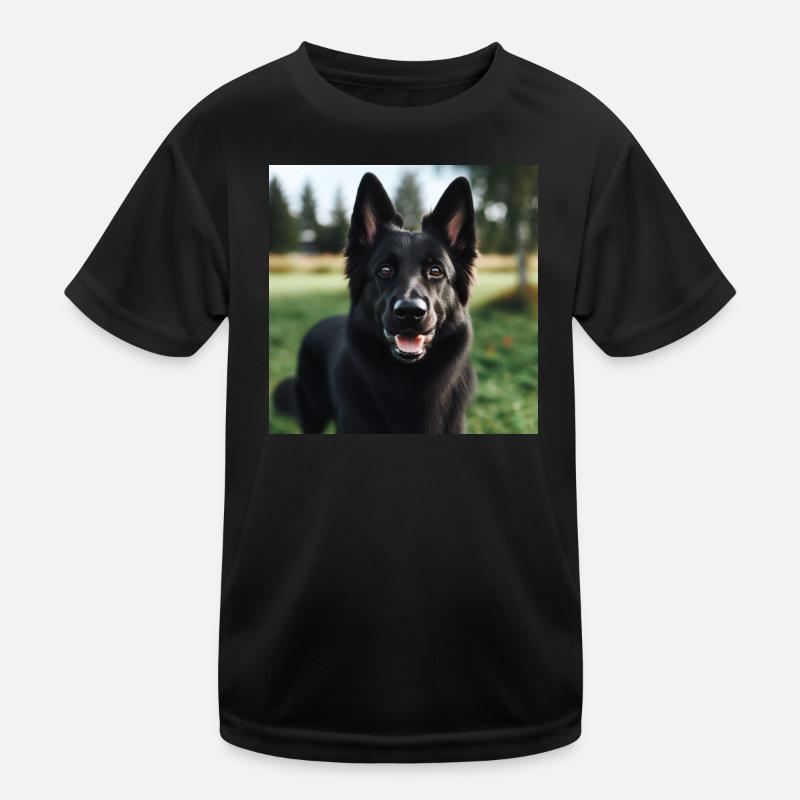 Schwarzer Deutscher Schäferhund Kinder Funktions-T-Shirt