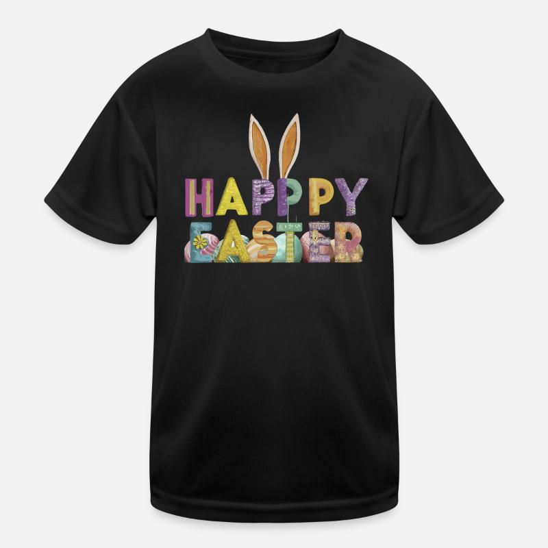 Conception de lapin de Pâques avec des lettres colorées T-shirt sport Enfant