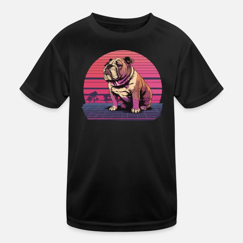Bouledogue néon rétro T-shirt sport Enfant