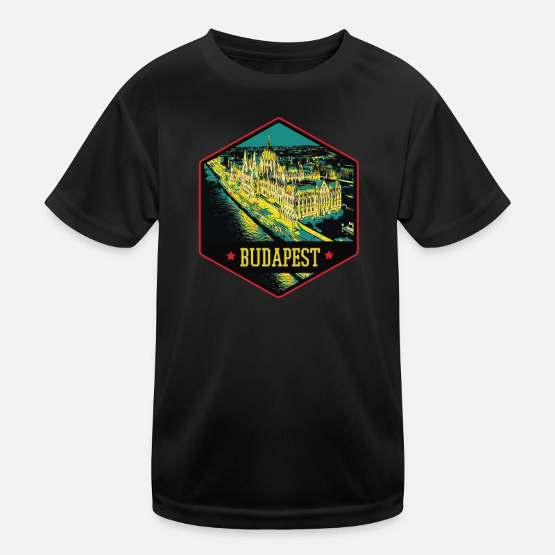 Nächtliche Illustration Historisches Budapest Kinder Funktions-T-Shirt