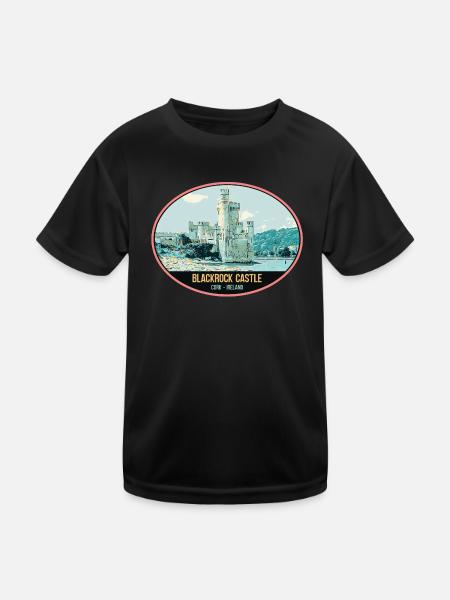 Illustration Blackrock Castle, Cork, Irland - Kinder Funktions-T-Shirt - Schwarz - Vorne