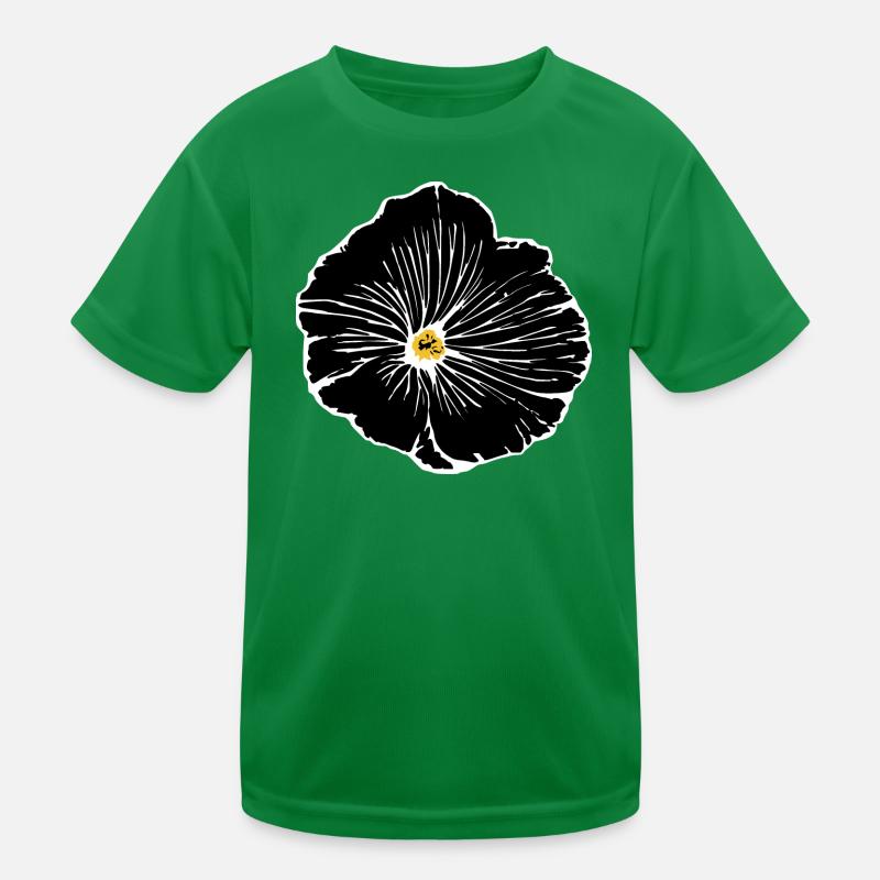 Blume schwarz Blumen schwarz Blüte Kinder Funktions-T-Shirt