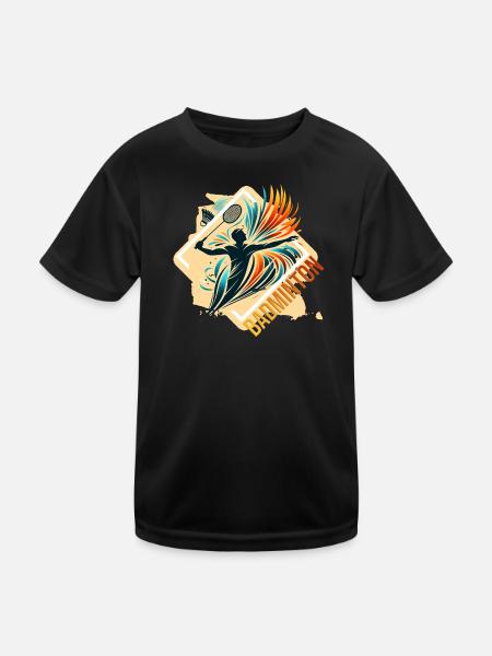 Badminton - Kinder Funktions-T-Shirt - Schwarz