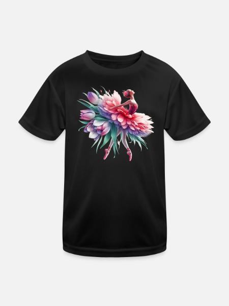 Balletttänzerin mit Tutu - Kinder Funktions-T-Shirt - Schwarz - Vorne