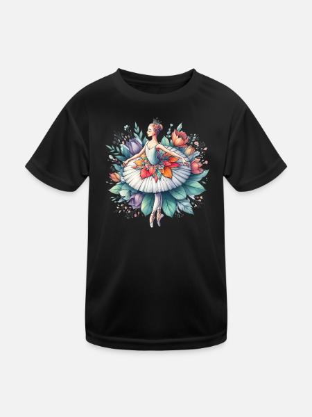 Balletttänzerin mit Tutu - Kinder Funktions-T-Shirt - Schwarz - Vorne