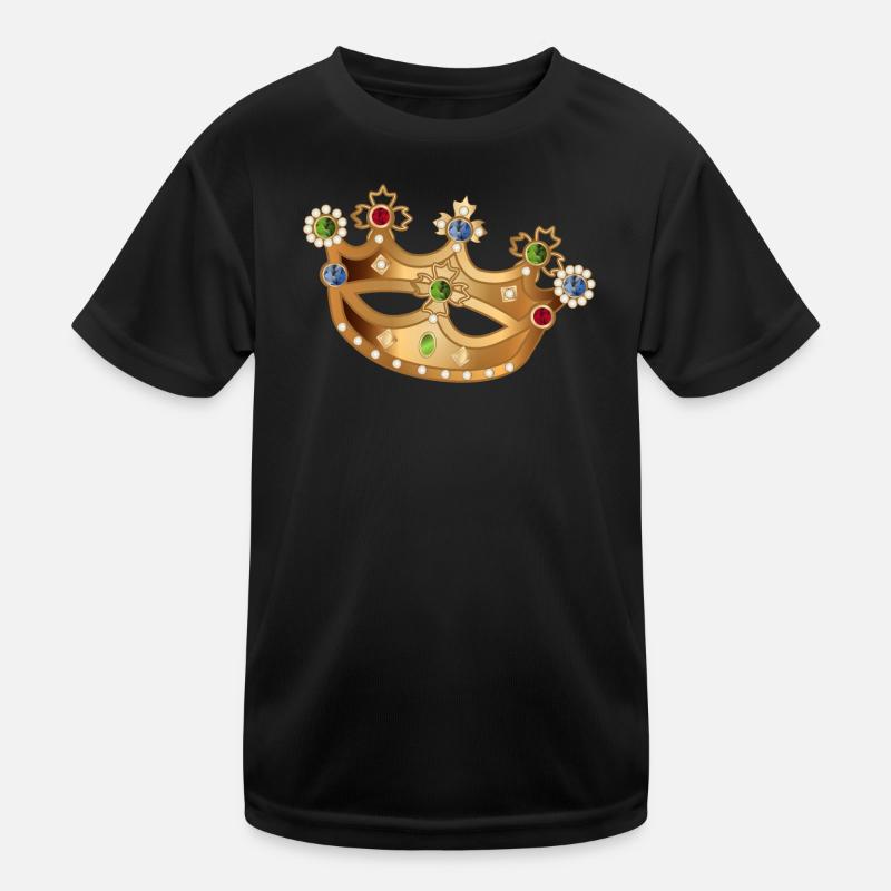 goldfarbene Krone mit Edelsteinen und Perlen Kinder Funktions-T-Shirt