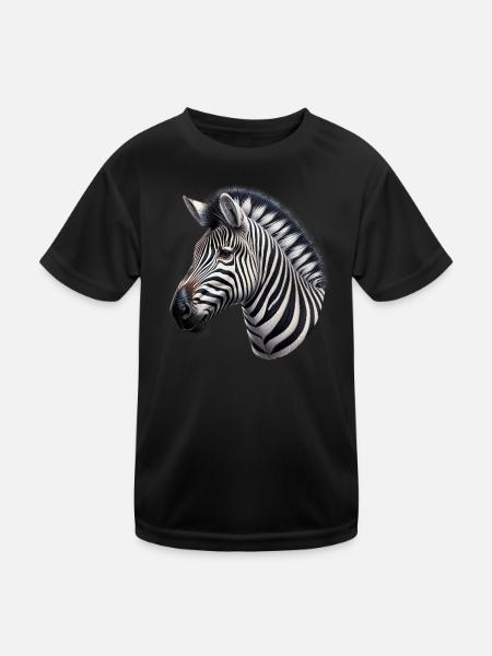Zebra - Kinder Funktions-T-Shirt - Schwarz