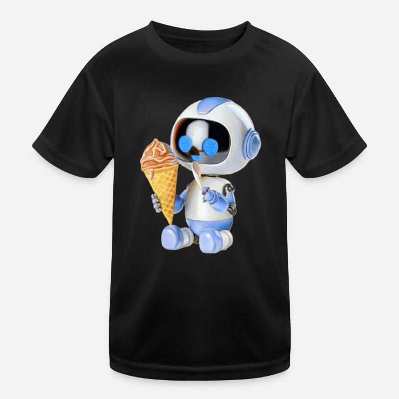 Roboter Eis - Kinder Funktions-T-Shirt - Schwarz