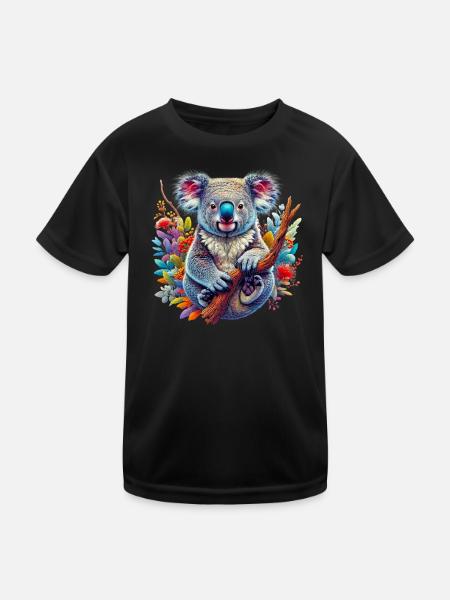 Koala - Kinder Funktions-T-Shirt - Schwarz