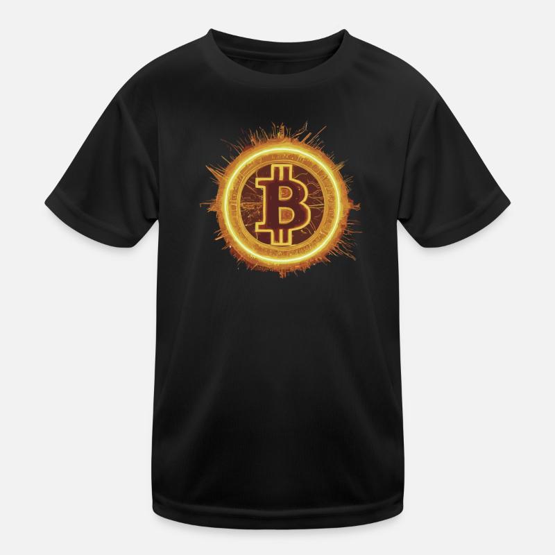 Feuriger Bitcoin Solar Kinder Funktions-T-Shirt