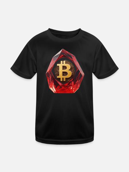 Bitcoin Crystal Design for Custom Printing - Kids Functional T-Shirt - black