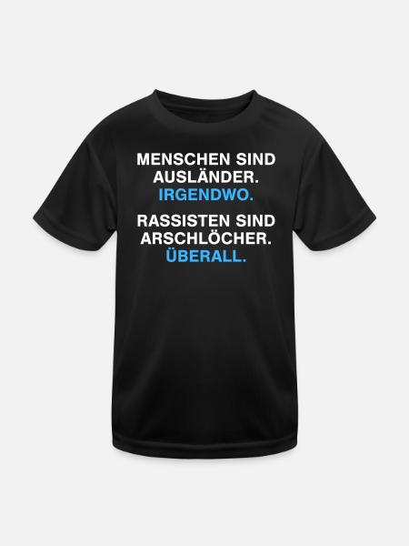 Menschen sind Ausländer - Kinder Funktions-T-Shirt - Schwarz - Vorne