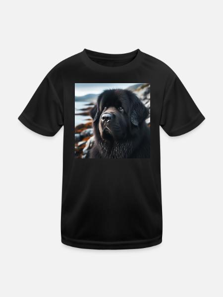 Freundlichkeit zum Hund: Der Neufundländer - Kinder Funktions-T-Shirt - Schwarz - Vorne
