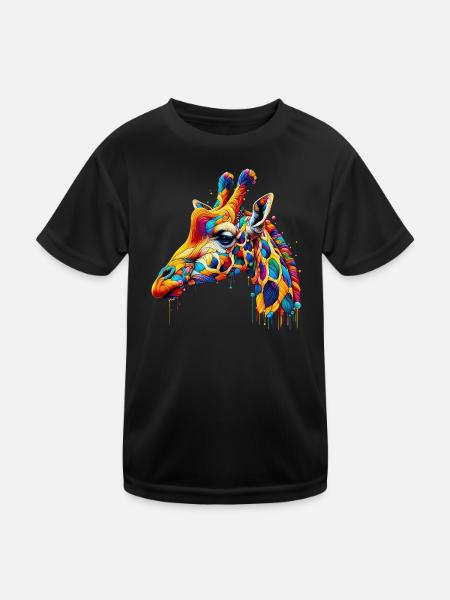 Giraffe - Kinder Funktions-T-Shirt - Schwarz