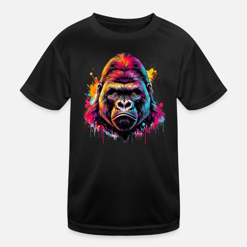 Gorilla - Kinder Funktions-T-Shirt - Schwarz