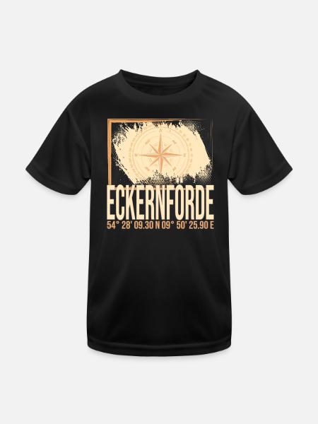 Eckernförde Koordinaten - Kinder Funktions-T-Shirt - Schwarz