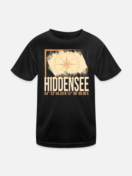 Hiddensee Koordinaten - Kinder Funktions-T-Shirt - Schwarz