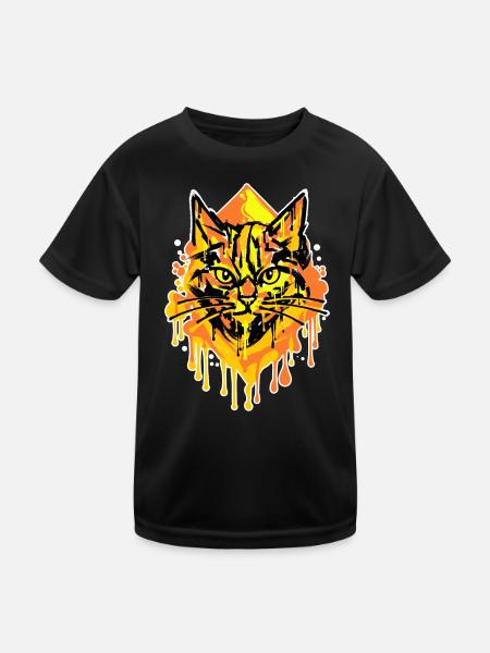 Graffiti Art, Street Art, Wildstyle, Cat - Kids Functional T-Shirt - black - Front