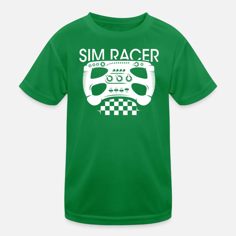 Simracer Volant Drapeau à damier jeu Formule Racing T-shirt sport Enfant