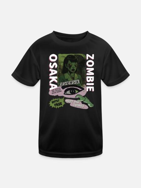 Osaka Zombie Girl - Kinder Funktions-T-Shirt - Schwarz - Vorne