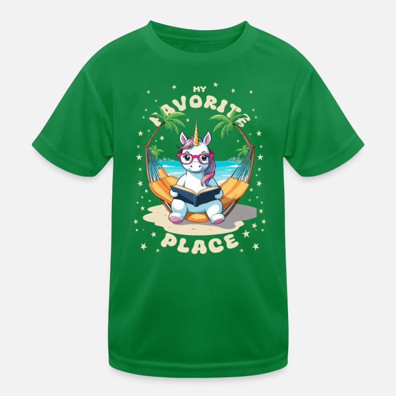 Einhorn mit Buch Kinder Funktions-T-Shirt