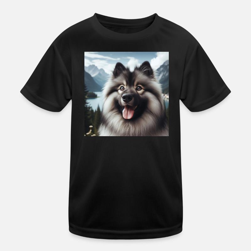 Fröhlicher Wolfspitz - Kinder Funktions-T-Shirt - Schwarz
