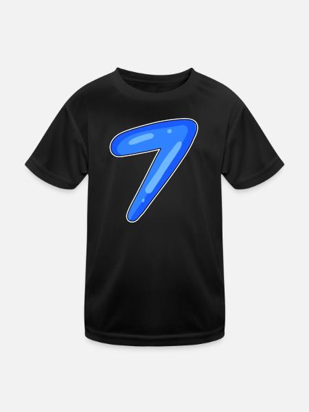 7 - Kinder Funktions-T-Shirt - Schwarz