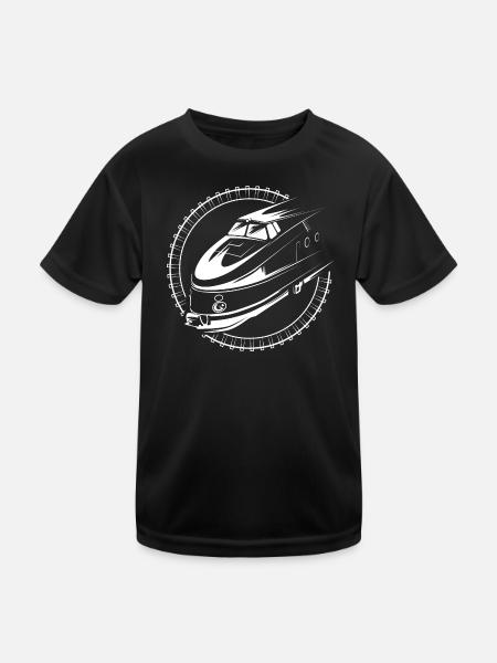 alter Schnellzug Lok Symbol Schiene Illustration - Kinder Funktions-T-Shirt - Schwarz - Vorne