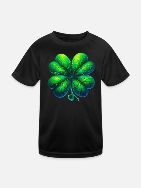 Four-leaf clover - Kids Functional T-Shirt - black - Front
